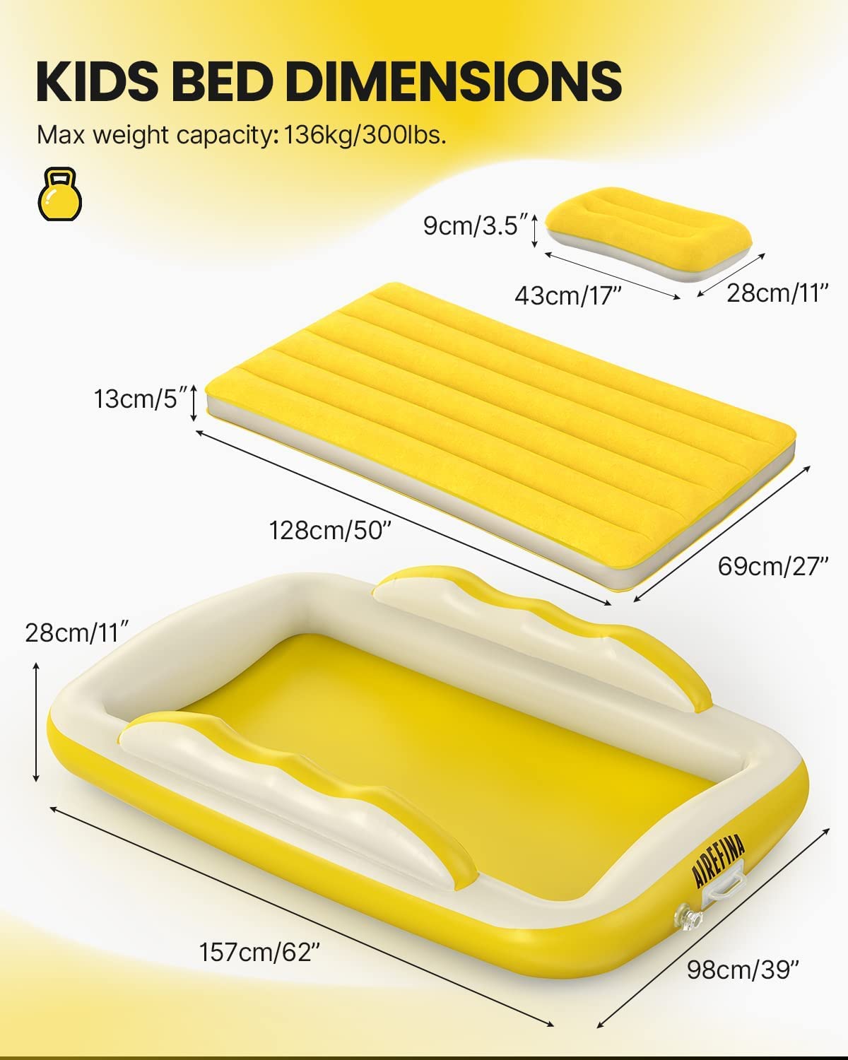 Airefina Inflatable Kids Airbed Travel