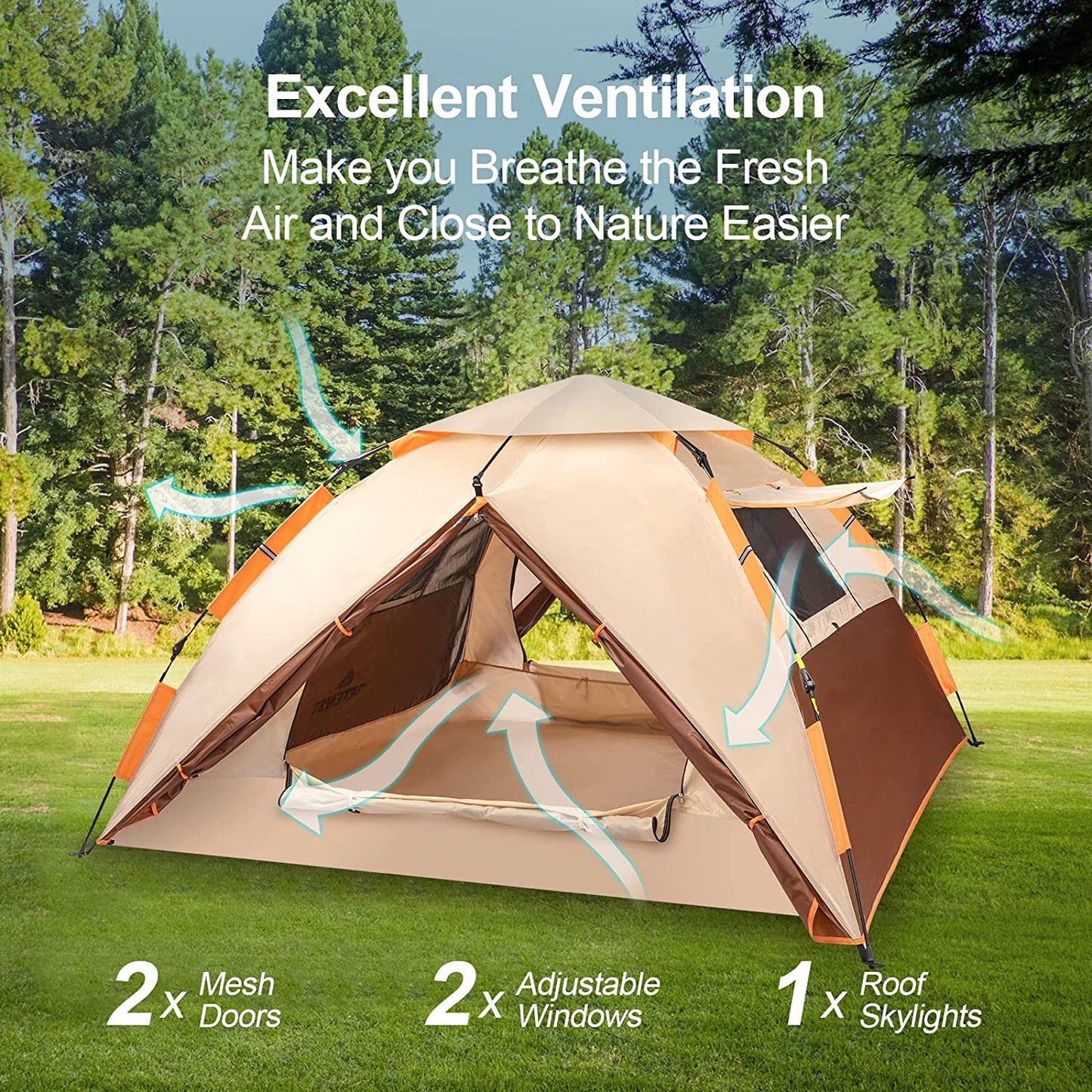 BETENST Camping Tent, Pop up Tent 4 Person