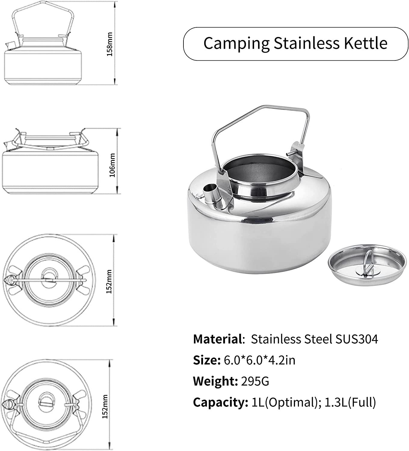 Fire-Maple Antarcti Stainless Steel Kettle | 1.0 Liter