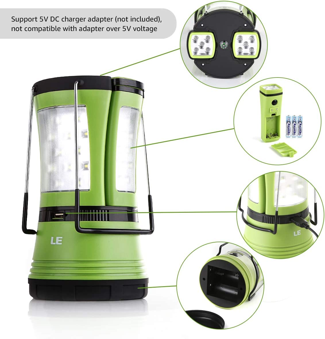 LE 3 in 1 Camping Lantern with 2 Detachable Torches