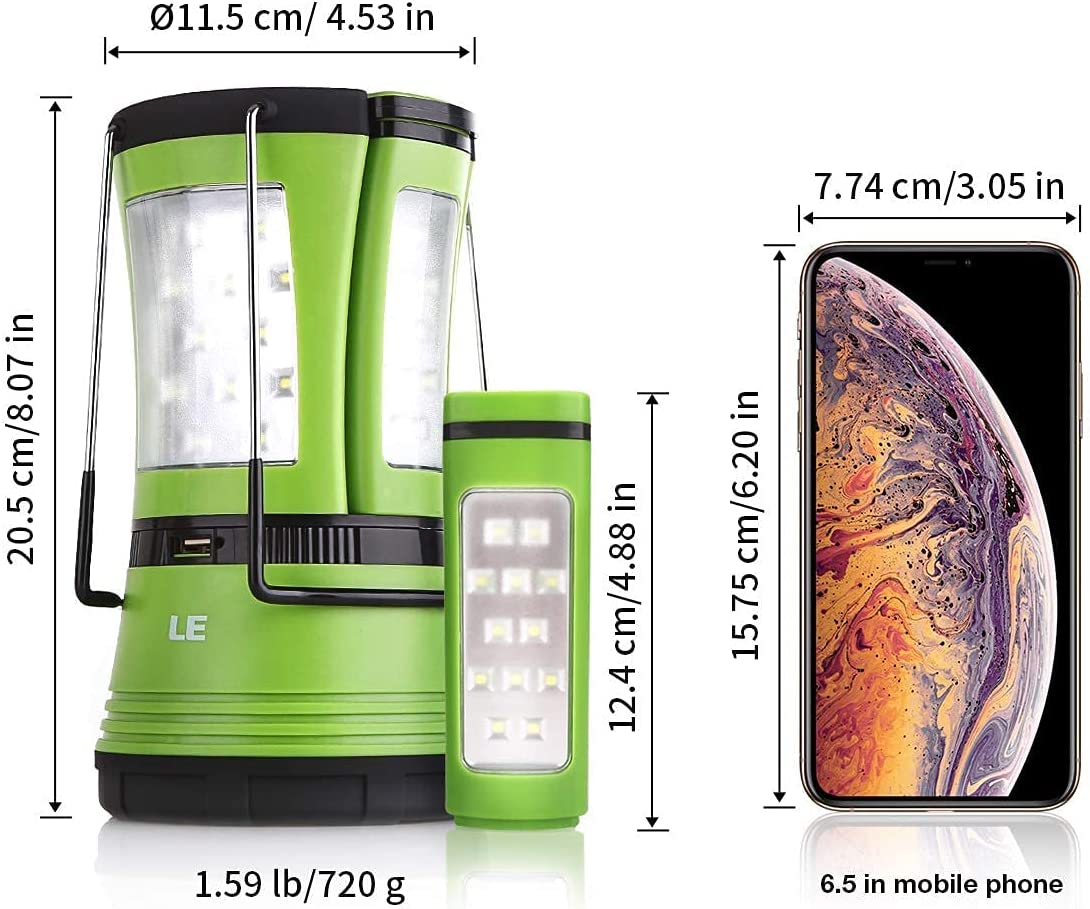 LE 3 in 1 Camping Lantern with 2 Detachable Torches