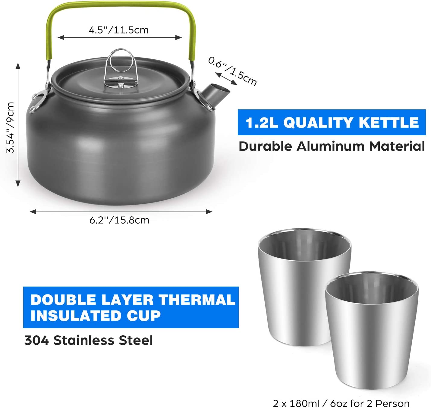 Odoland Camping Kettle Set with Cup
