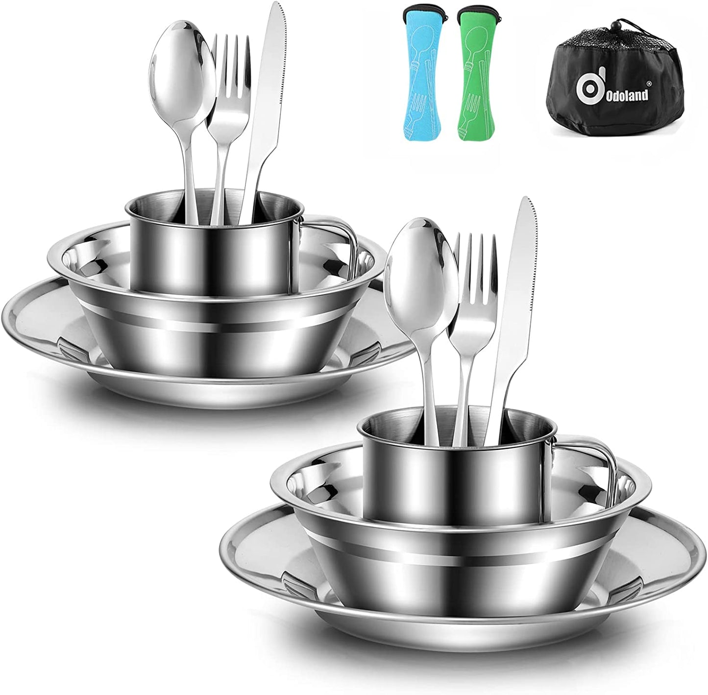 Odoland Camping Cutlery Set - Stainless Steel Tableware