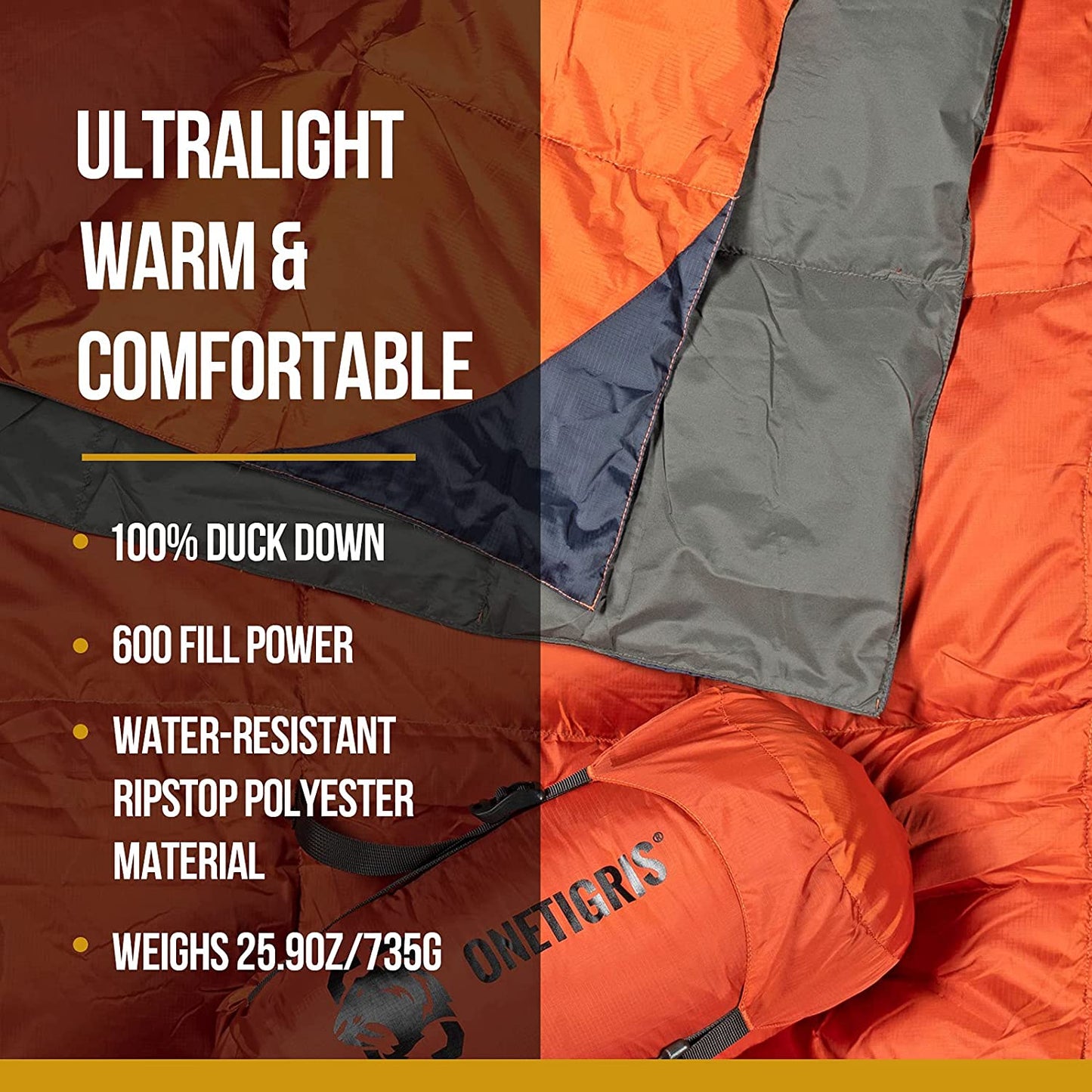 OneTigris Down Camping Blanket for Cold Weather