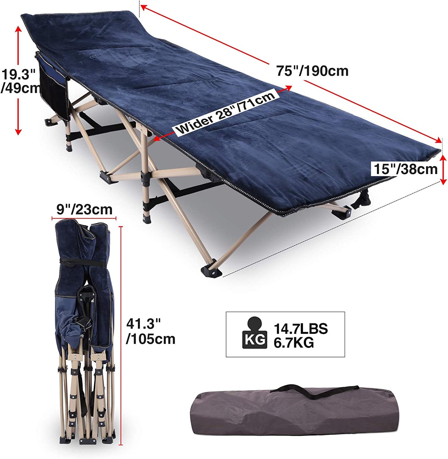 REDCAMP Folding Camping Beds for adults with Mattress