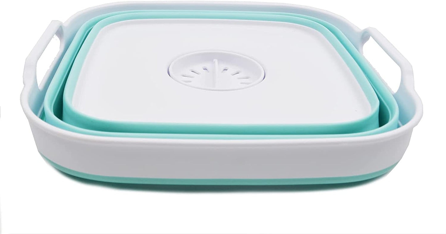 SAMMART 10L Collapsible Dishpan with Draining Plug