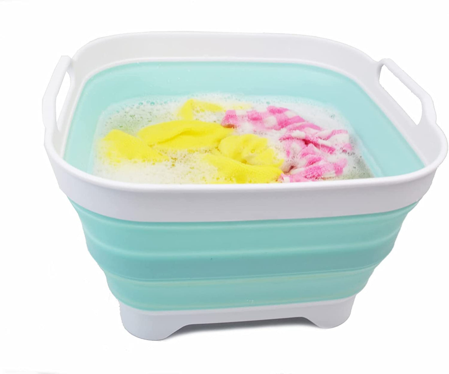 SAMMART 10L Collapsible Dishpan with Draining Plug