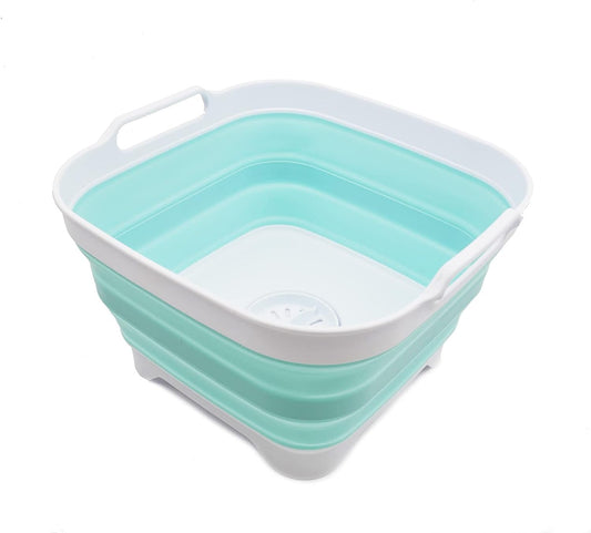 SAMMART 10L Collapsible Dishpan with Draining Plug