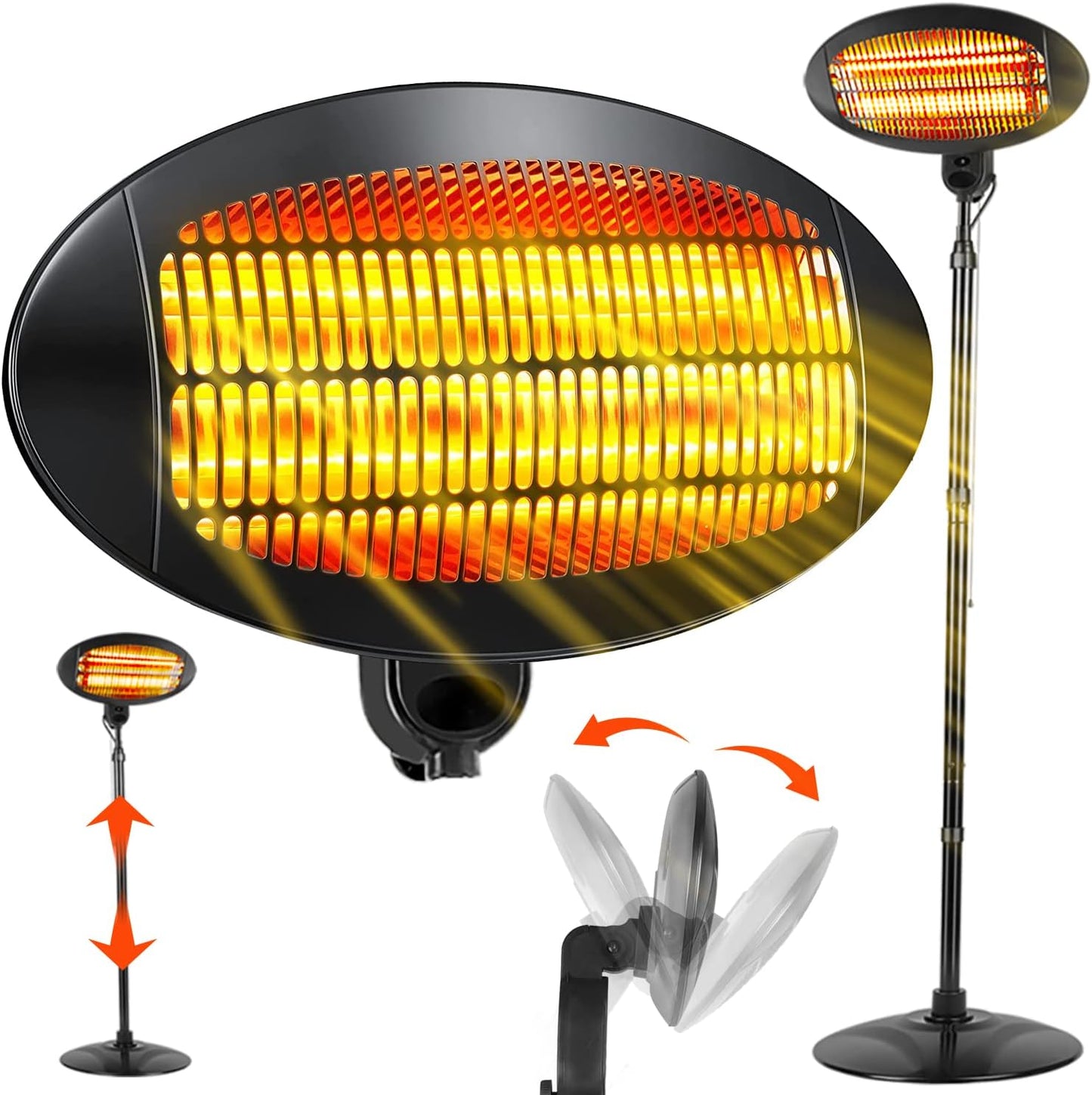 bigzzia 2KW Freestanding Electric Garden Outdoor Indoor Portable Patio Heater