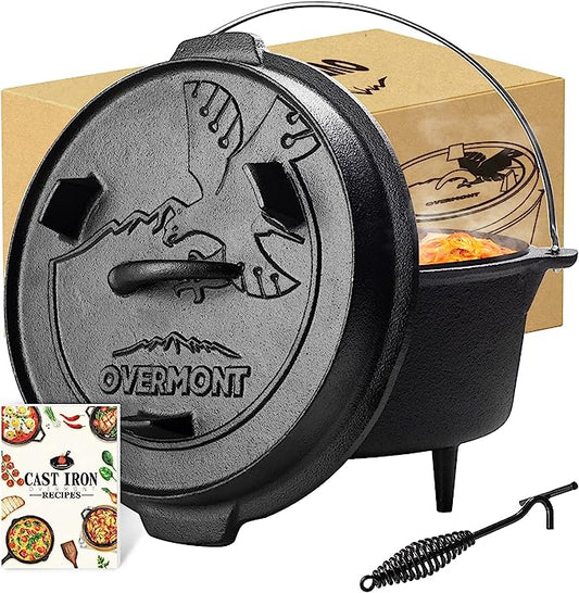 Dutch Oven Cast Iron Camping Pot, 5.6L