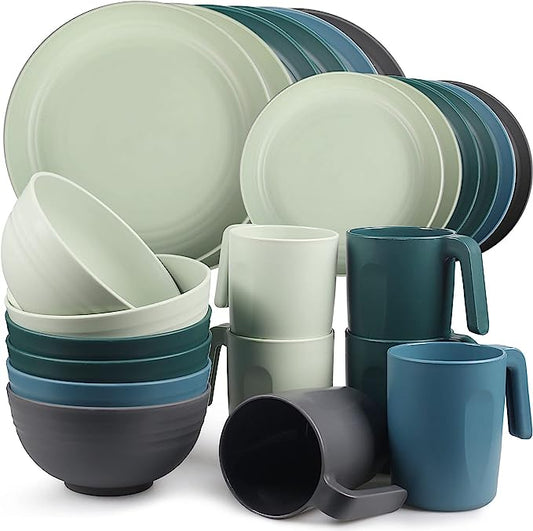 Greentainer Unbreakable Plastic Dinnerware Set