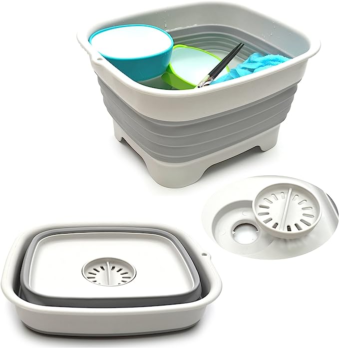 SAMMART 9.1L Collapsible Dishpan with Draining Plug