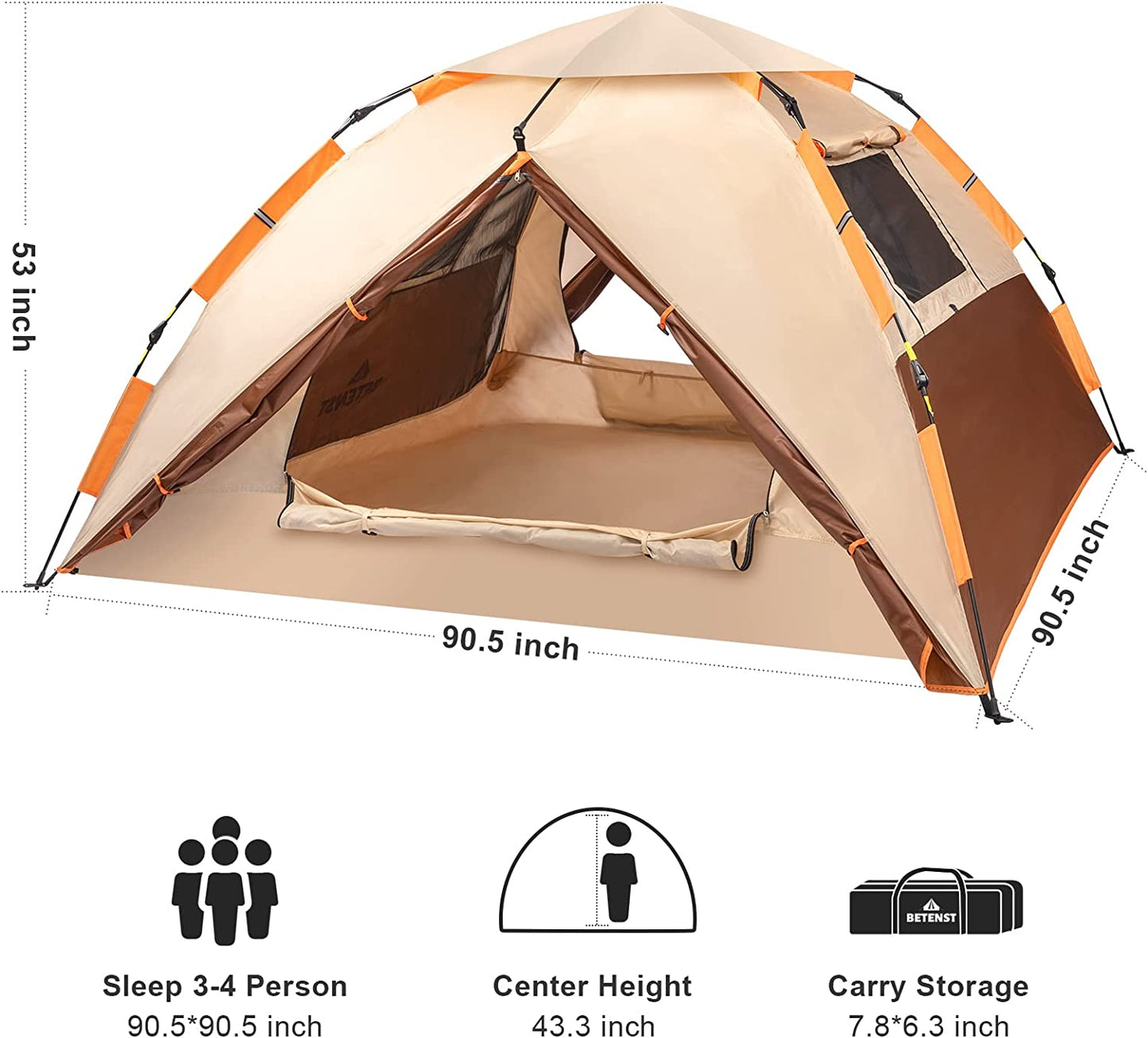 BETENST Camping Tent, Pop up Tent 4 Person