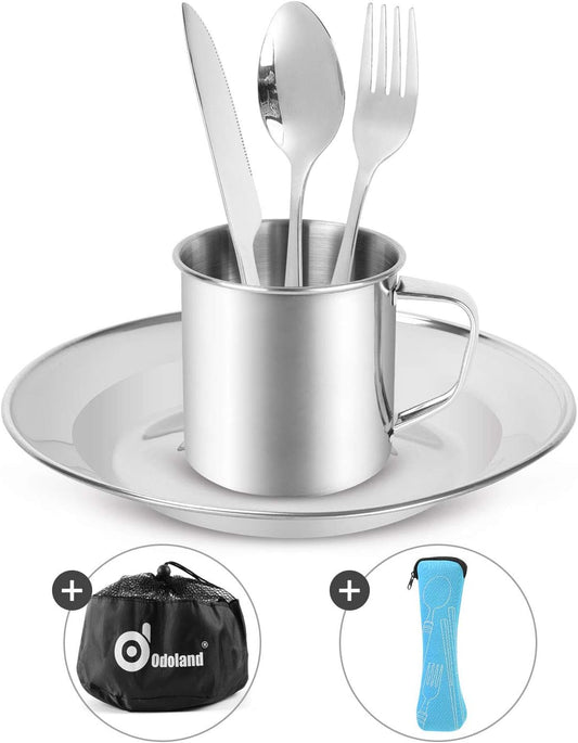 Odoland Camping Cutlery Set - Stainless Steel Tableware